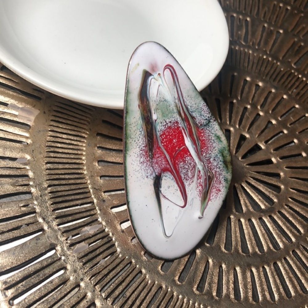 Gorgeous Vintage Abstract Art Pin/Brooch Handmade Copper Back Boho Artsy Mod